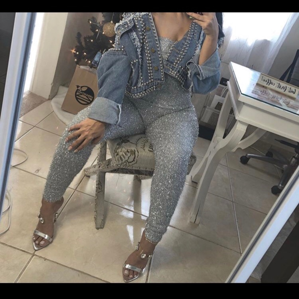 Tube fur glitter jumpsuit! Never worn